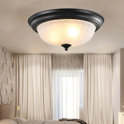 European Retro Round Ceiling Lamp - Wrought Iron Luxury Light Fixture for Elegant Interiors