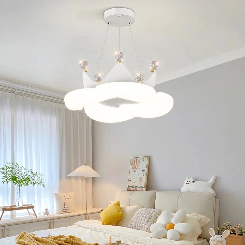 Modern Romantic Princess Room Chandeliers - Crown Lamp for Nordic Children's Bedroom