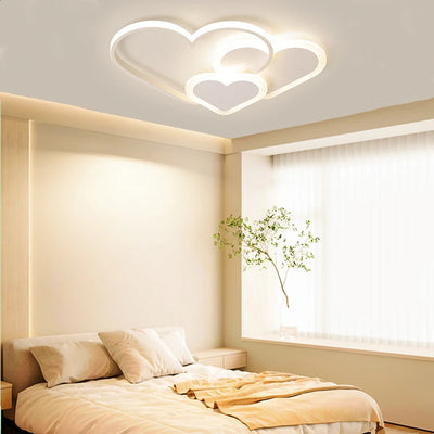 LED Ceiling Lamp for Children's Room - Heart Shape Pink Cloud Star Chandelier Light