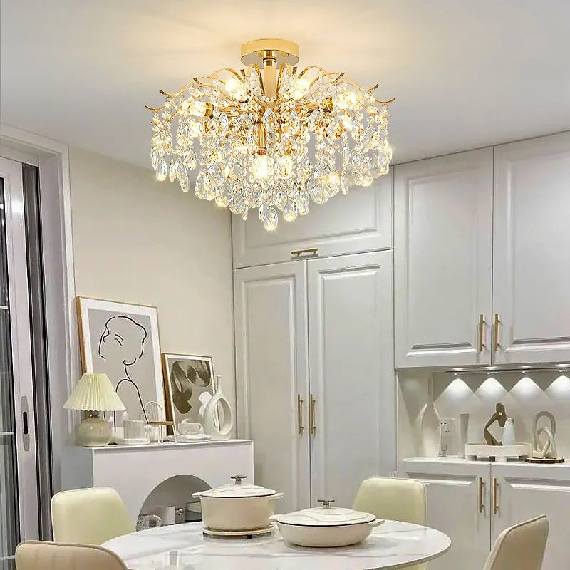 Modern Crystal Luxury LED Lights Chandelier - Elegant Ceiling Pendant Lamp for Living Room, Bedroom, and Home Decoration