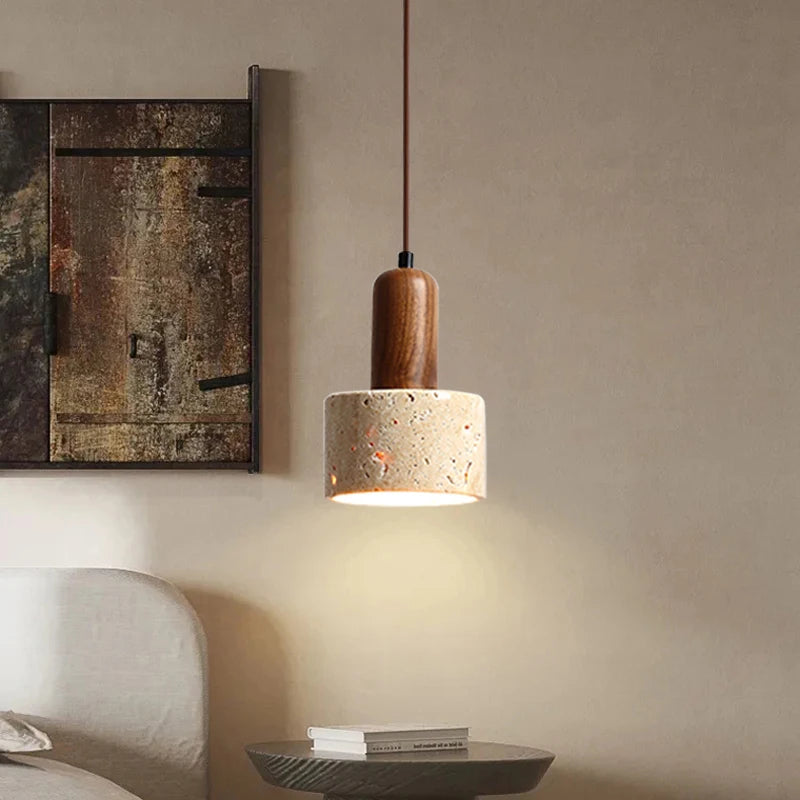 Popular Wabi Sabi Travertine Pendant Lamp for Dining Desk, Kitchen Island, and Bedroom