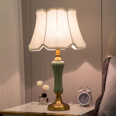 Modern Hotel Bedside Lamp Table Ceramic Light - Nordic Ins Fabric Desk Light - Household Foyer Living Room Bedside Study Desk Lamp