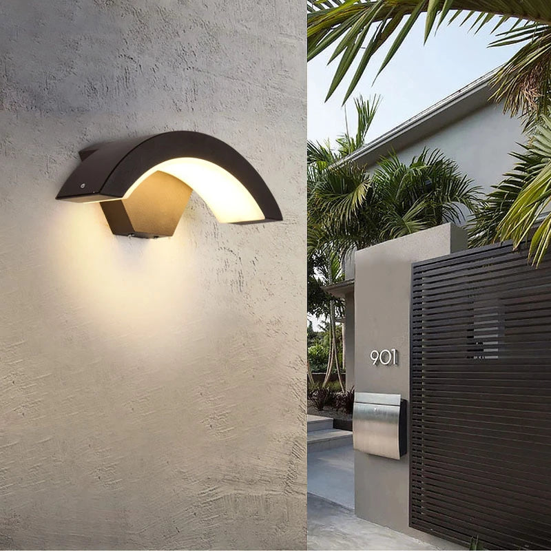 Semicircular Outdoor Wall Lamp with Motion Sensor - IP65 Waterproof LED Lighting for Entrance, Porch, Garden, and Courtyard