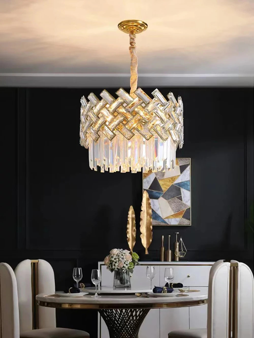 Modern Luxury LED Crystal Hanging Ceiling Lamp for Dining Table