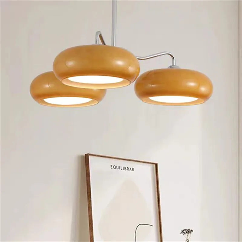 Bauhaus Orange Glass Ceiling Chandelier – Mid Century Brass Lamp for Living Room, Bedroom, Corridor, and Balcony