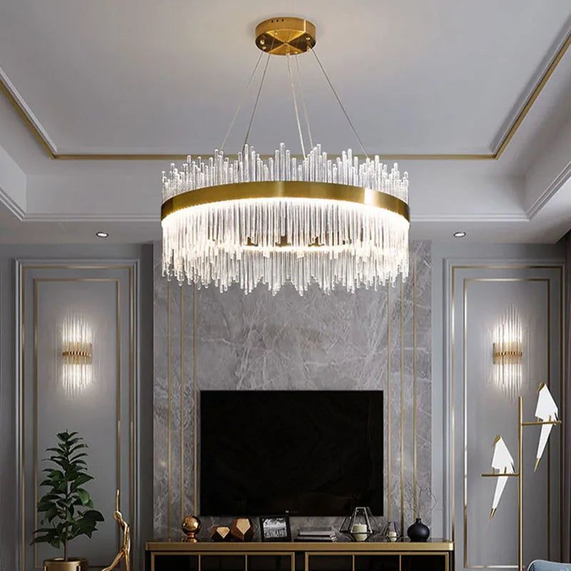 Modern Luxury Glass Rod Chandelier: Illuminate Your Space with Elegance