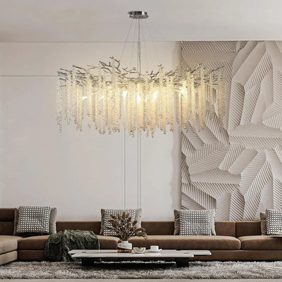 Modern Chrome Ceiling Crystal Chandelier - Perfect for Dining Room, Long Table, Bedroom, and Living Room Decor