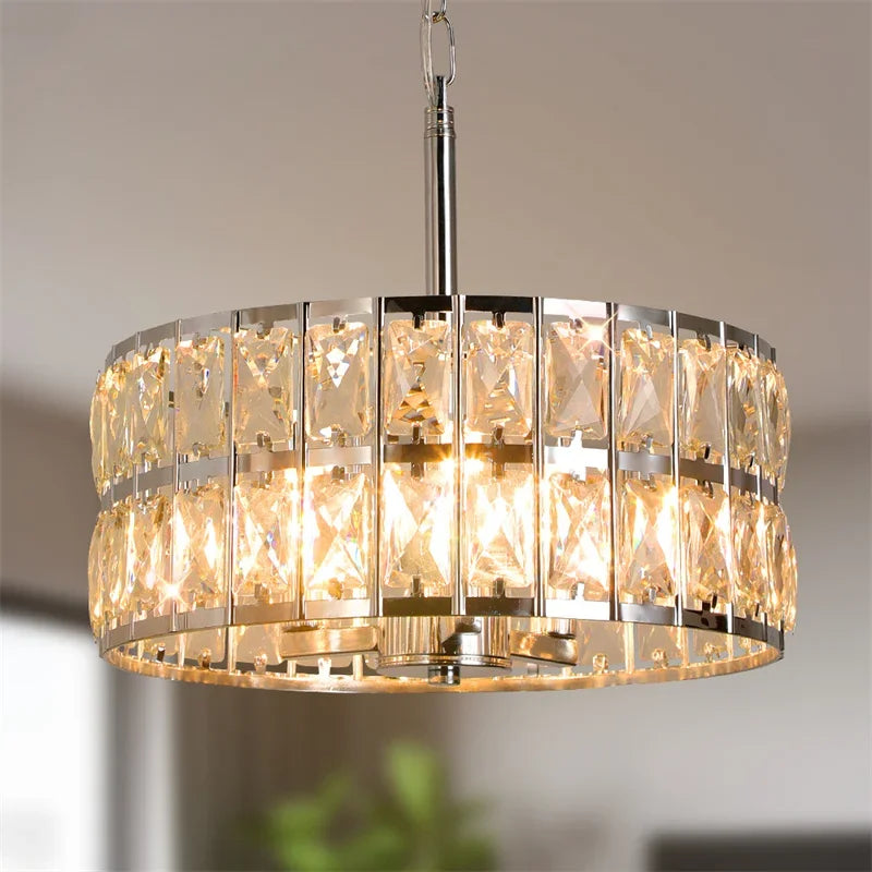 Modern Pendant Light LED Crystal Chandelier Kitchen Island Hanging Ceiling Lamp Living Bedroom Retro Luxury Plafon Home Decorate