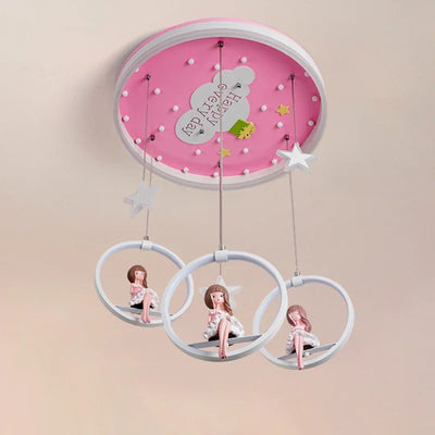 Modern Pink Smart LED Chandelier for Girls' Bedroom