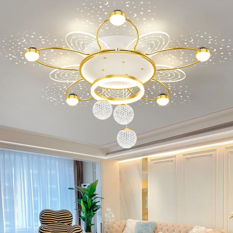 Modern Stars Shadow Ceiling Chandeliers - Nordic Gold LED Pendant Lights for Living Dining Room Hall Home Decor Bedroom Lamps Fixture