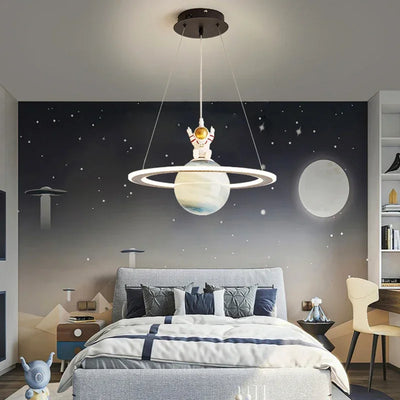 Nordic Astronaut & Planet Glass Pendant Light for Children's Bedroom and Home Decor