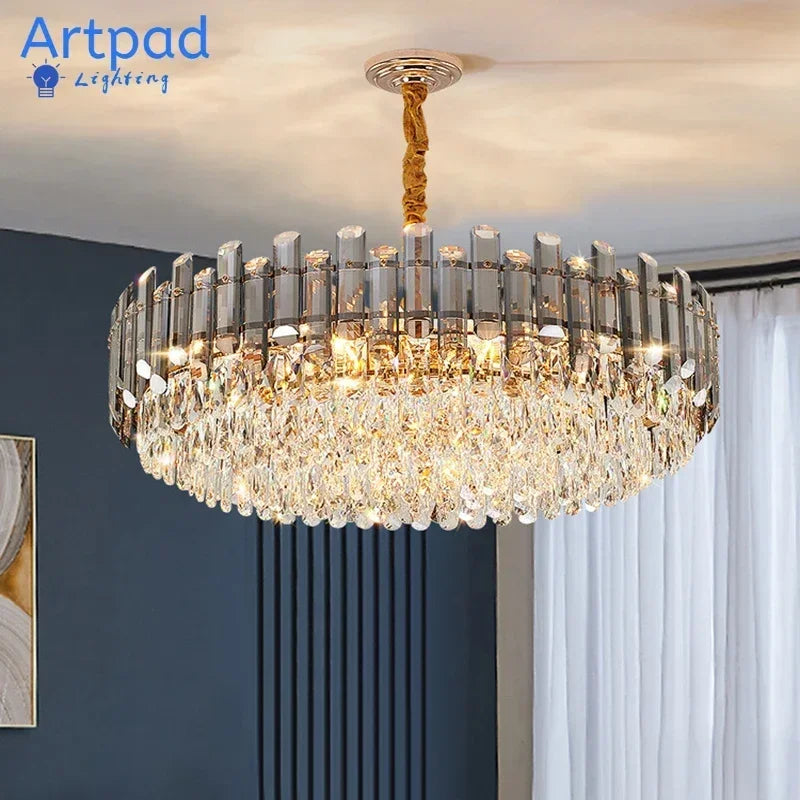 Luxurious Nordic LED Crystal Chandelier - Gold Indoor Lighting Fixture for Dining, Living Room, Bedroom, and Kitchen Island