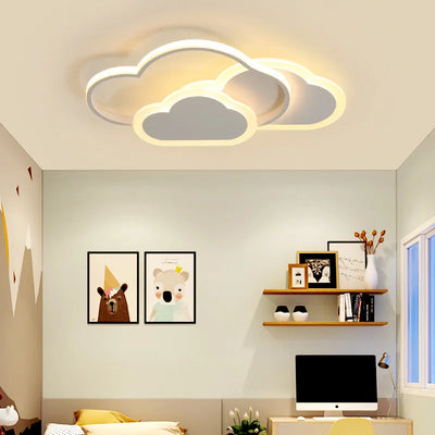 LED Ceiling Lamp for Children's Room - Heart Shape Pink Cloud Star Chandelier Light