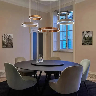 Rings Pendant Lamp - Dimmable Modern Ceiling Chandelier for Dining Table and Kitchen Island