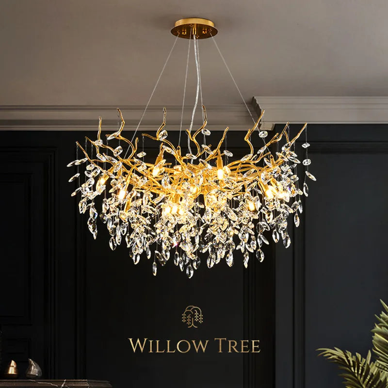 French Luxury Branch Crystal Chandelier - American Dining, Living Room Gold LED Ceiling Lamp