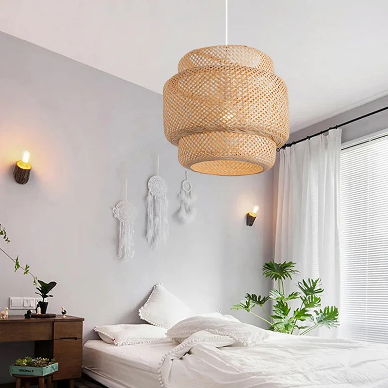 30cm Modern Bamboo Pendant Light - Handcrafted Elegance for Rustic Charm