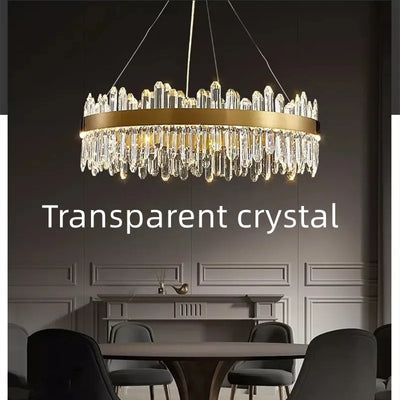 Modern Smoke Grey Crystal Chandelier - Luxury LED Hanging Lamp for Dining Table, Living Room, Bedroom