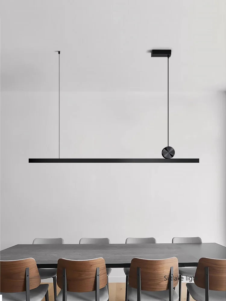 LED Minimalist Long Strip Chandelier – Modern Pendant Light for Dining Room, Restaurant, Bar, or Kitchen