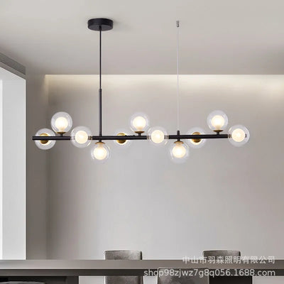 Modern Glass Ball Long Dining Room Chandeliers - Elegant Pendant Lamp for Kitchen, Office, and Home Decor