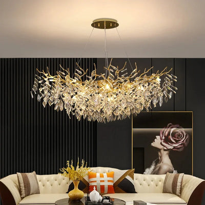 Luxury Modern Crystal Pendant Lamp - Elegant LED Chandelier for Villa Dining and Living Rooms