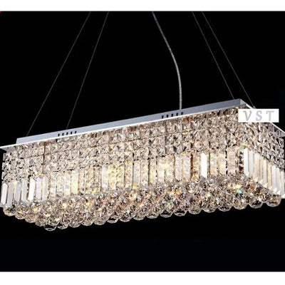 Modern Rectangular K9 Chandeliers for Living Room - High Quality Five Rings Crystal Lamps, High-End European-Style Ceiling Fixture