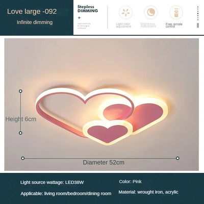 Nordic Love Star Cloud Shape LED Ceiling Light - Modern White and Pink Home Decor for Children's Rooms