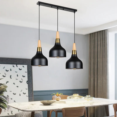 Adjustable Modern Pendant Lights - Wooden Dome Fixture for Versatile Room Illumination