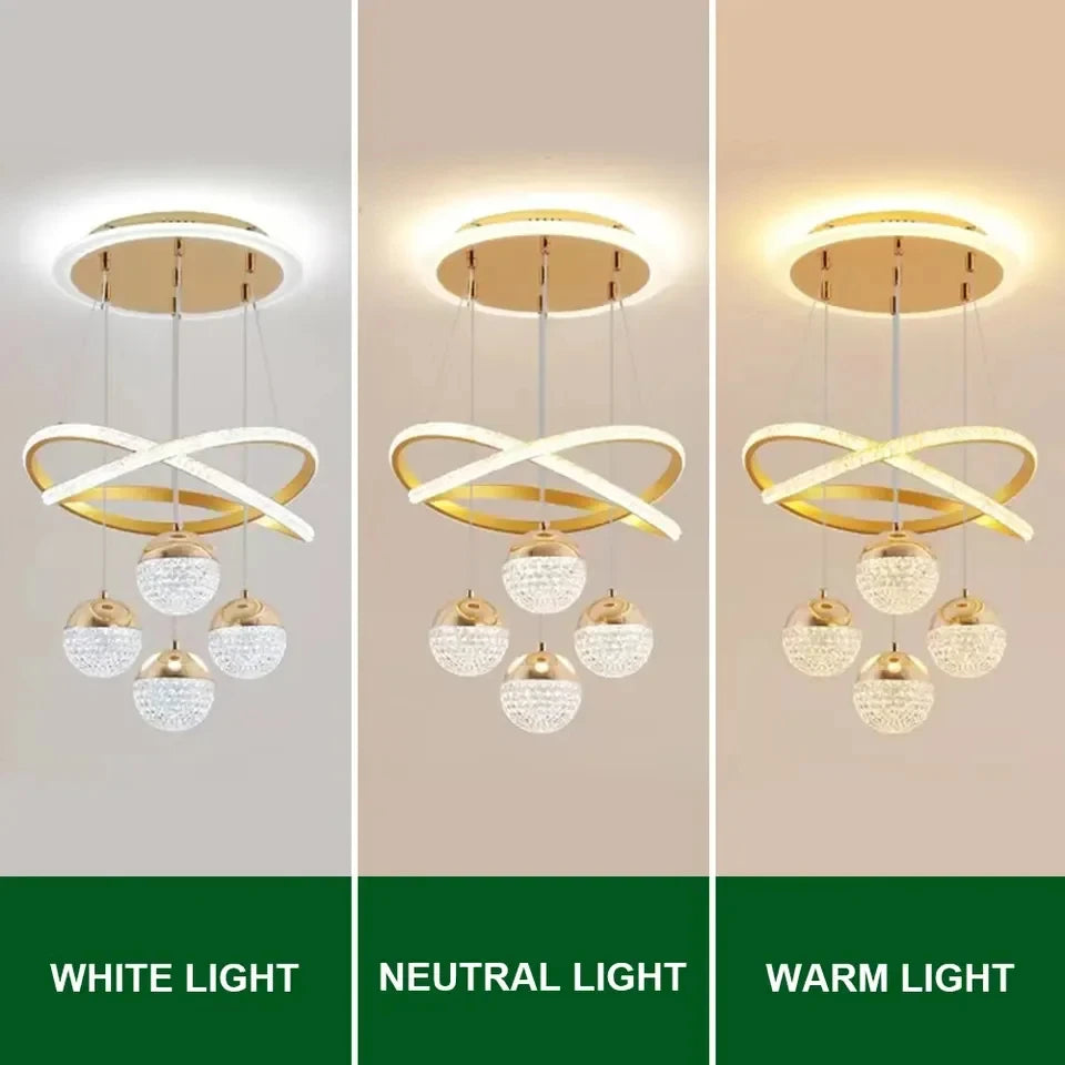 Contemporary LED Ring Chandelier Pendant Light for Dining Room Living Room Bedroom Kitchen Interior