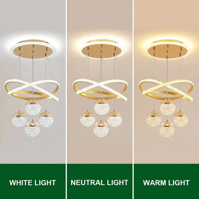 Contemporary LED Ring Chandelier Pendant Light for Dining Room Living Room Bedroom Kitchen Interior