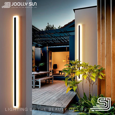 JoollySun LED Wall Lamp: Modern Outdoor Long Strip Sconce