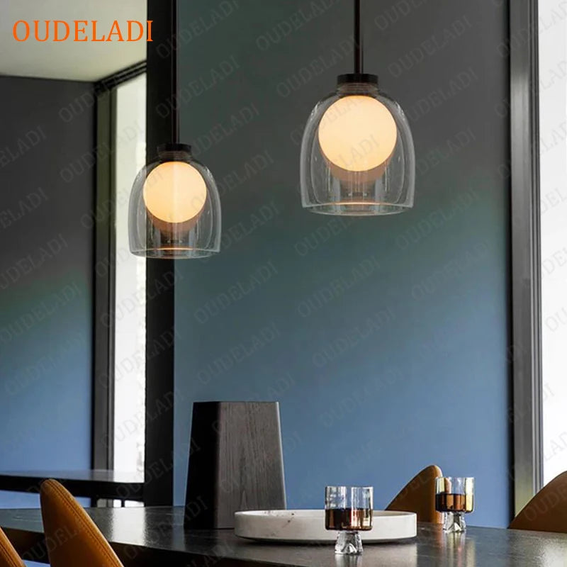 Nordic Glass Pendant Lights - Modern LED Hanging Lamp for Kitchen Island, Dining, Living Room Decoration