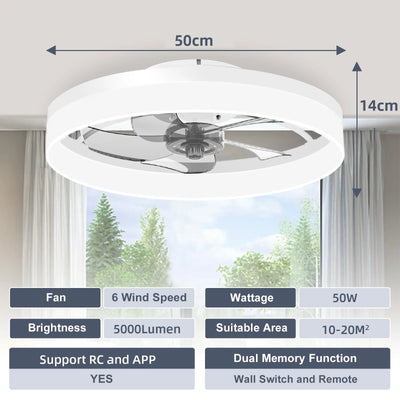 Modern Dimmable Ceiling Fan with Light - Remote Control Variable Frequency Fan Ceiling Lamp