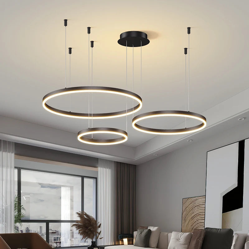 Modern LED Circular Ring Ceiling Chandelier - Stylish Indoor Lighting Fixture