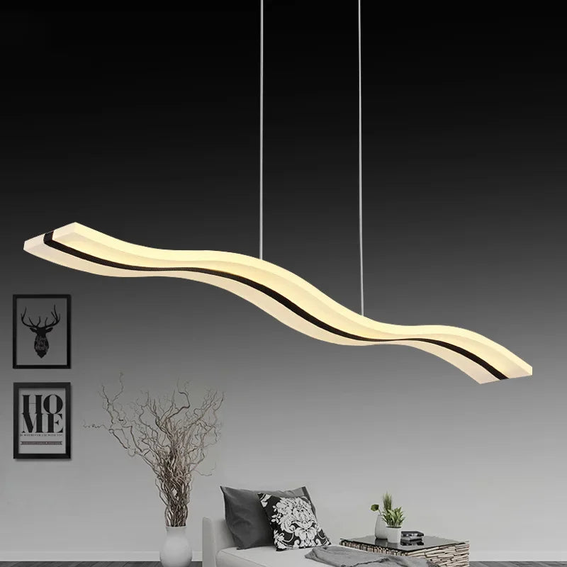 Modern LED Pendant Lamp – Minimalist Strip Chandelier for Living Room, Dining Room, and Kitchen