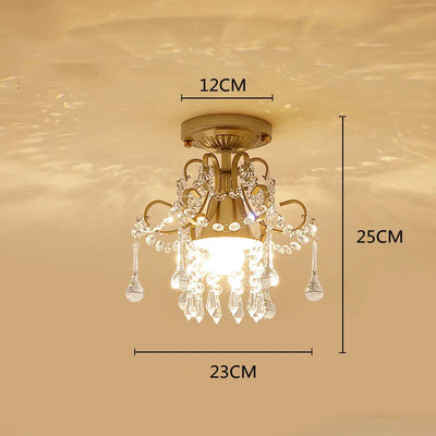 Modern LED Crystal Ceiling Lamp for Corridor, Porch, Stair, Cloakroom - Gold Finish