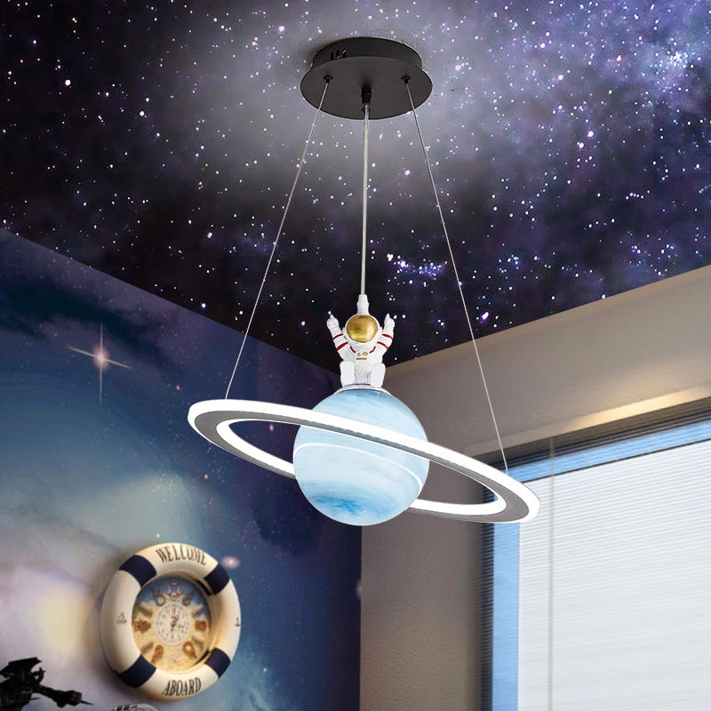 Planet Spaceman Pendant Lights - Whimsical LED Hanging Lamp for Children's Bedroom and Interior Decor