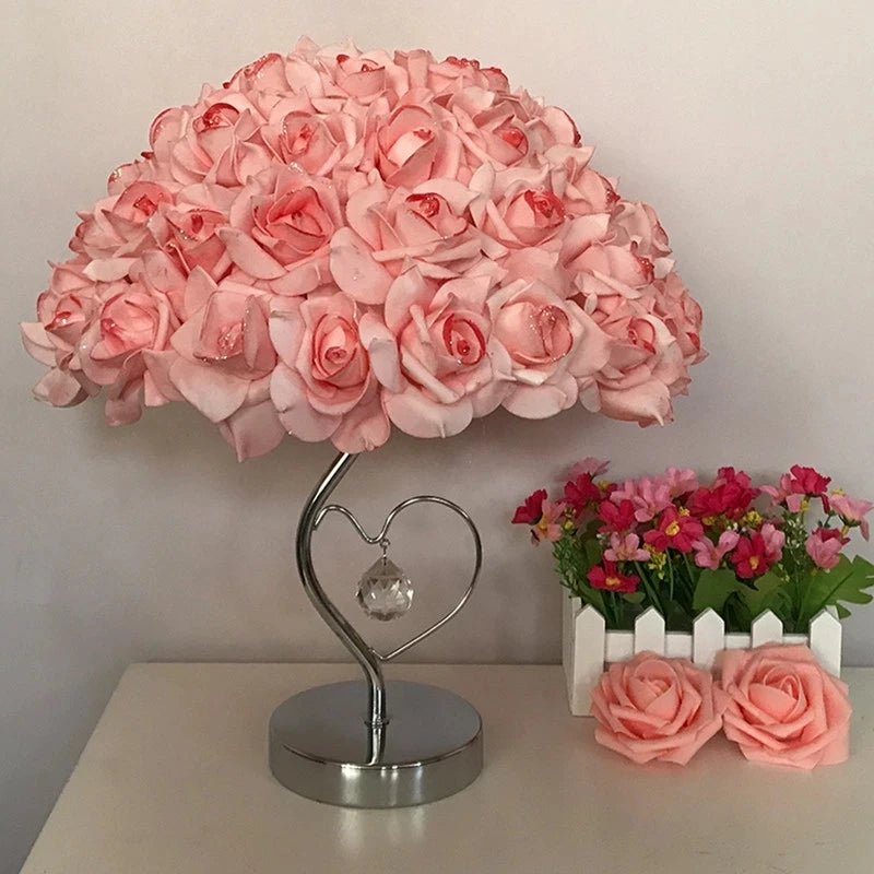 European Table Lamp Rose Flower LED Night Light - Perfect for Bedside, Home Wedding Party Decor, Creating Atmosphere and Sleep-Friendly Lighting