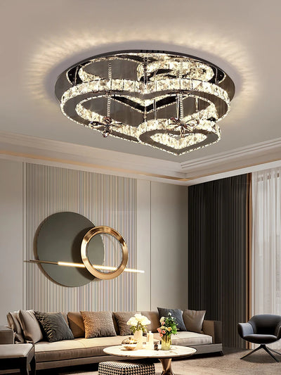 Modern LED Heart Shaped Crystal Chandelier - Illuminate Your Living Space with Love and Elegance