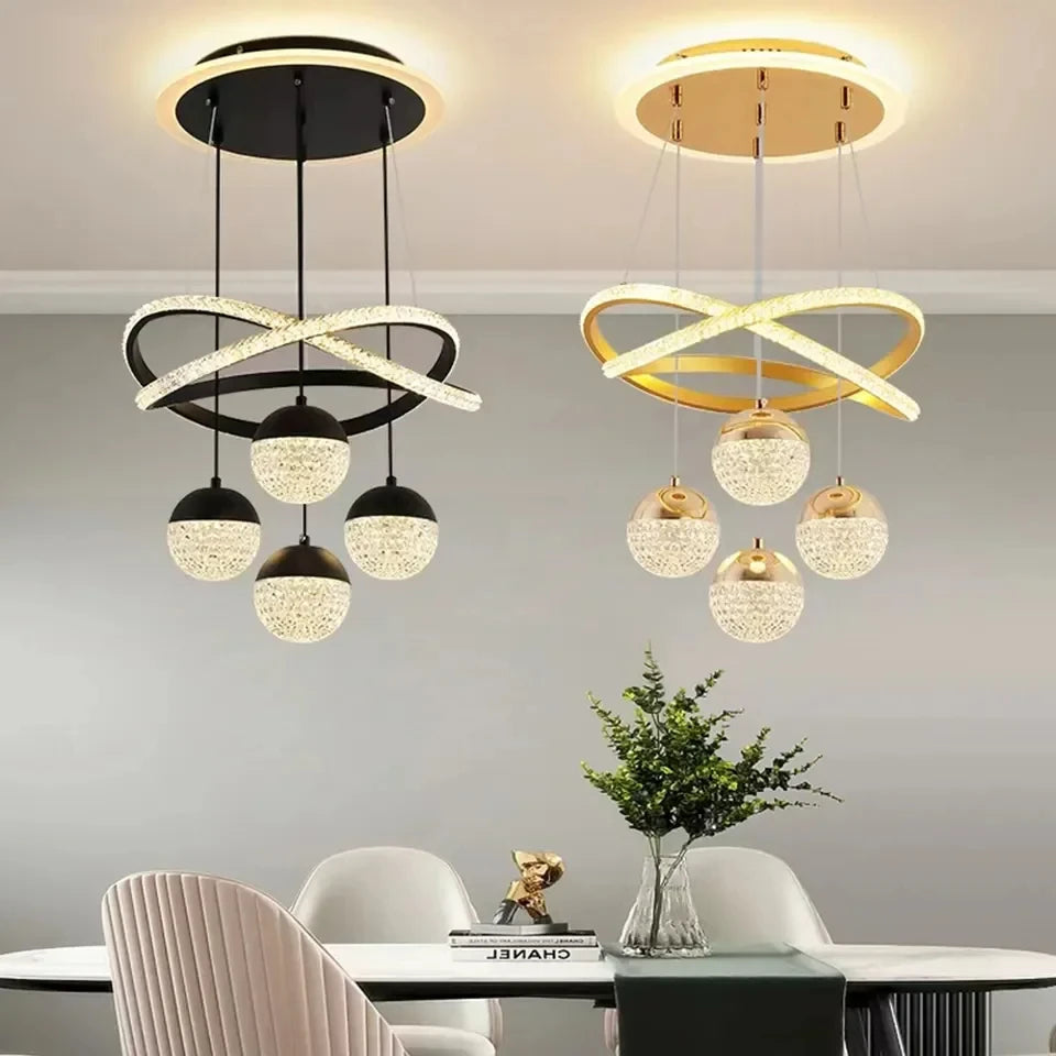 Contemporary LED Ring Chandelier Pendant Light for Dining Room Living Room Bedroom Kitchen Interior