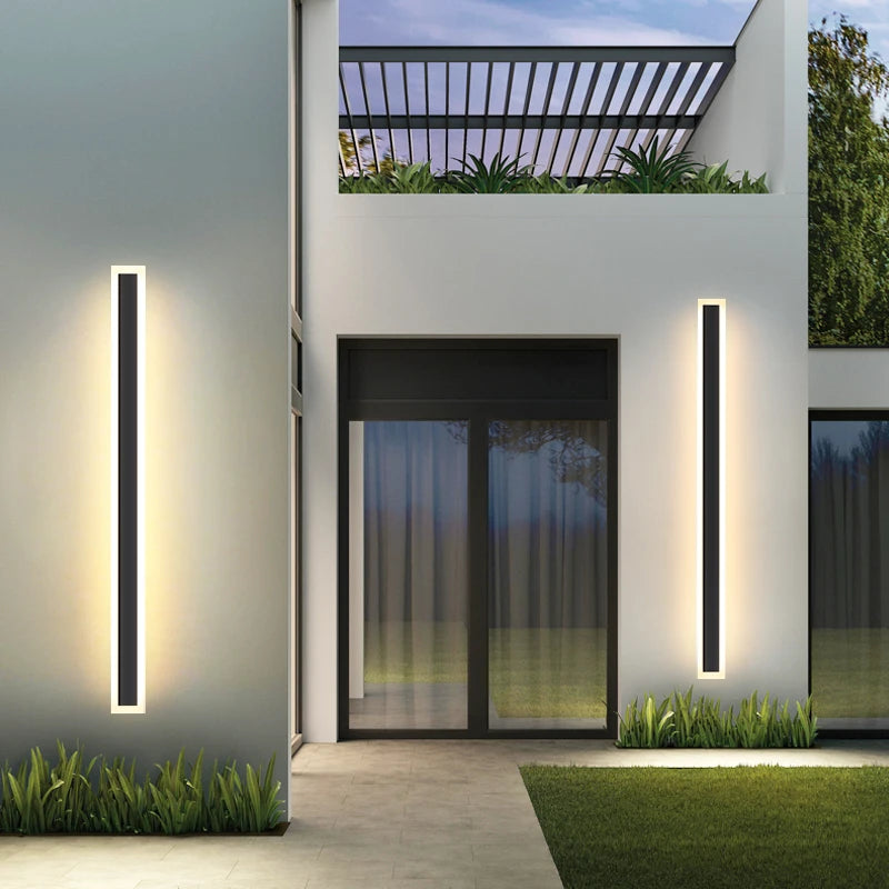 Long Strip Outdoor Wall Lamp - IP65 Waterproof Modern LED Lighting for Garden, Villa, and Balcony