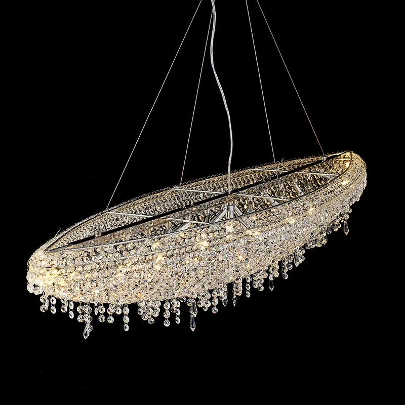 Modern Stainless Steel Chandelier - High-End Crystal Pendant Lamp for Luxury Ambiance