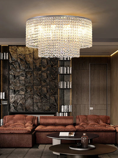 Opulent Crystal Tassel Ceiling Chandelier - A Golden Statement Piece for Luxurious Dining Spaces