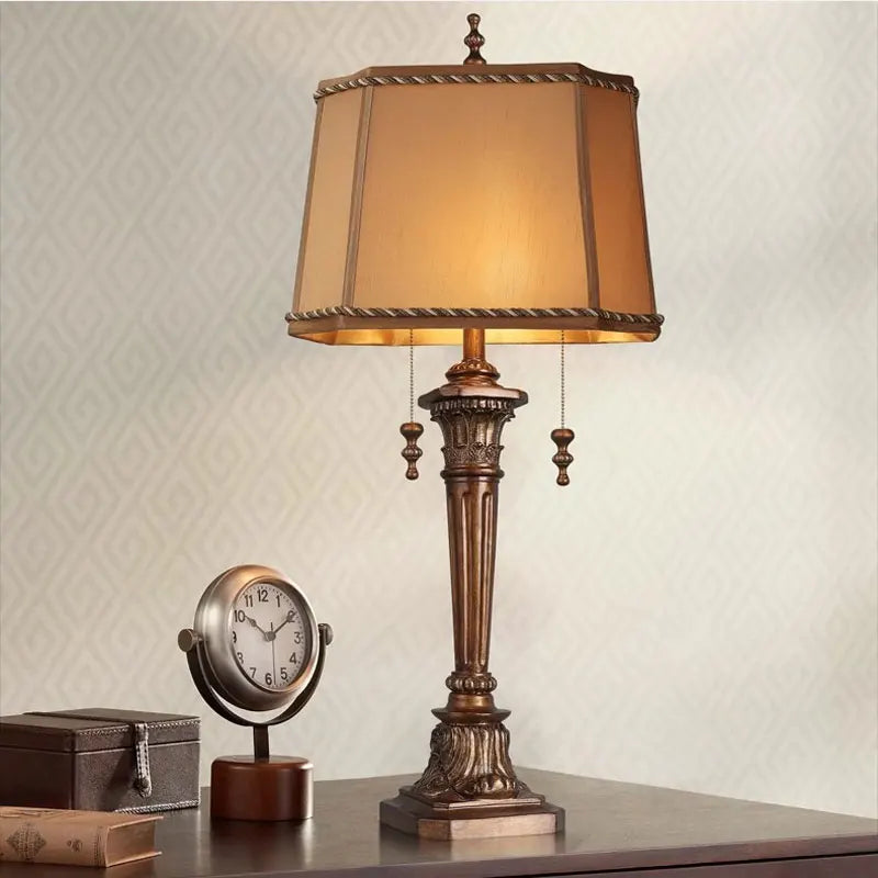 Large Neoclassical American Bedside Table Lamp – European Luxury Desk Lamp for Living Room, Retro Villa, and Hotel