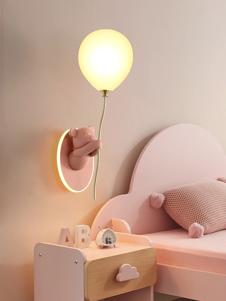 Creative and Personalized Cartoon Children's Room Wall Lamp: An Artistic Bear Atmosphere Light Fixture