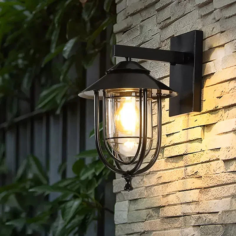 Retro Ironwork Wall Lamp – Waterproof Industrial Style Lighting for Gardens and Balconies