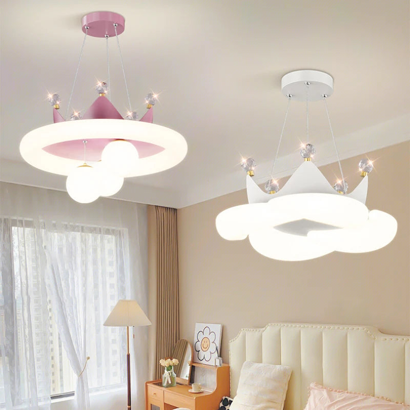 Modern Romantic Princess Room Chandeliers - Crown Lamp for Nordic Children's Bedroom