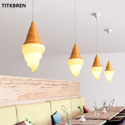 Creative Ice Cream Cone Pendant Lights for Children's Bedroom and Decorative Lighting