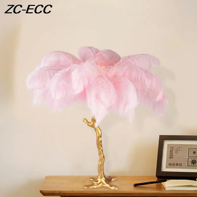 Nordic Luxury Ostrich Feather LED Table Lamp - Feather Floor Light