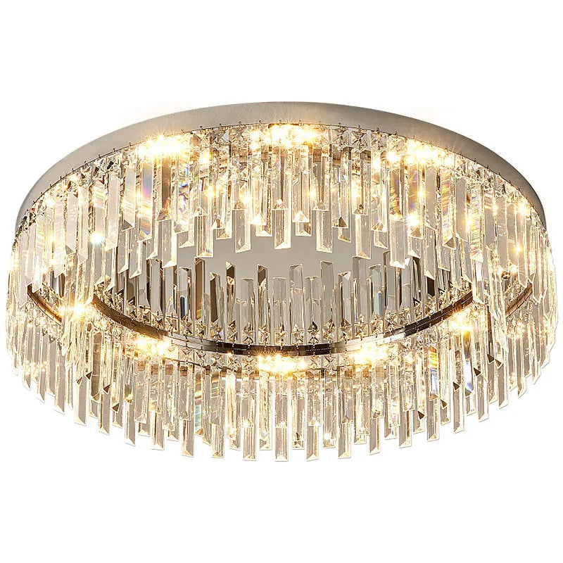 Round Light Luxury Crystal Ceiling Lamp - Modern Minimalist Living Room Decoration, Bedroom, Whole House Indoor Lighting