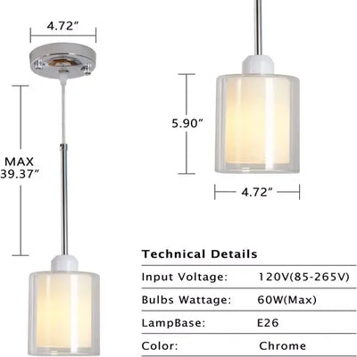 Modern Glass Pendant Light - Adjustable Farmhouse Mini Pendant Lamp for Kitchen Island